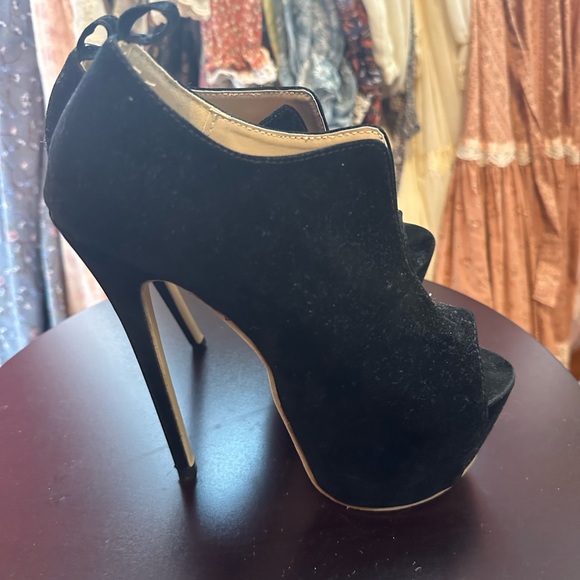 DiJiGirls platform suede open toe booties - Picture 5 of 7